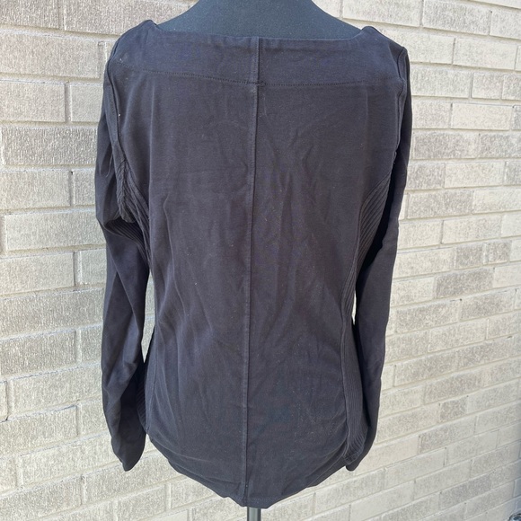 FREE PEOPLE Black Cotton Long Sleeve Oversized Lace Up Top, Sz L - Picture 5 of 10